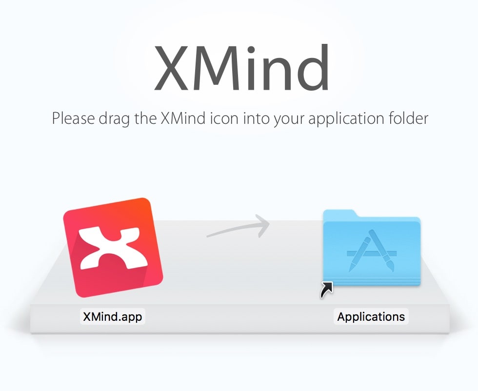 XMindのアイコンをマウスでドラッグしてApplicationsフォルダに入れる